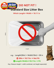 60 Count Self-Cleaning Cat Litter Box Liners Bags 60 (Pack of 1), White