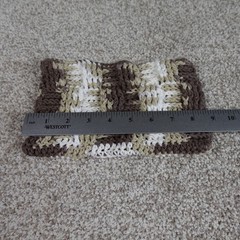 Handmade Crochet Reusable Mop Cover Brown Tan White Striped Swiffer Pad