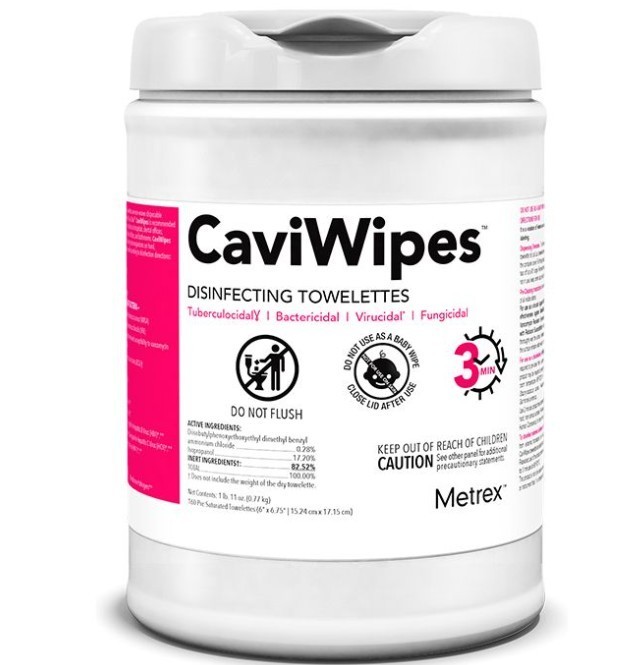 Metrex CaviWipes Surface Disinfectant Wipes -160/tub – Case of 12 Tubs