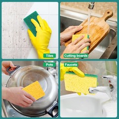 Anmoro 12 Pack Kitchen Cleaning Sponges,Non-Scratch Dish Yellow,green