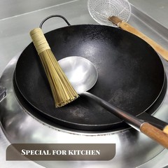 4 Pcs 12 Inches Bamboo Wok Brush Bamboo Kitchen Cleaning Brush Pot Scraper