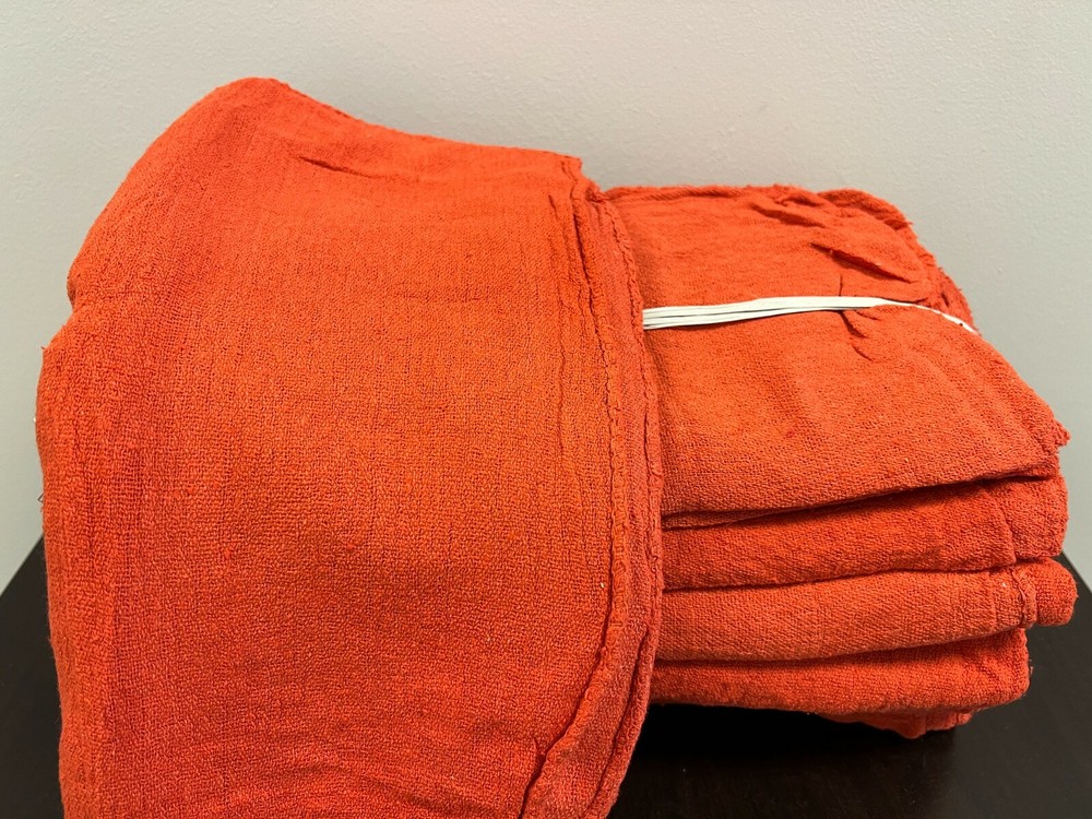 1000 PIECES NEW ORANGE INDUSTRIAL SHOP RAGS CLEANING TOWELS 14×14 inches