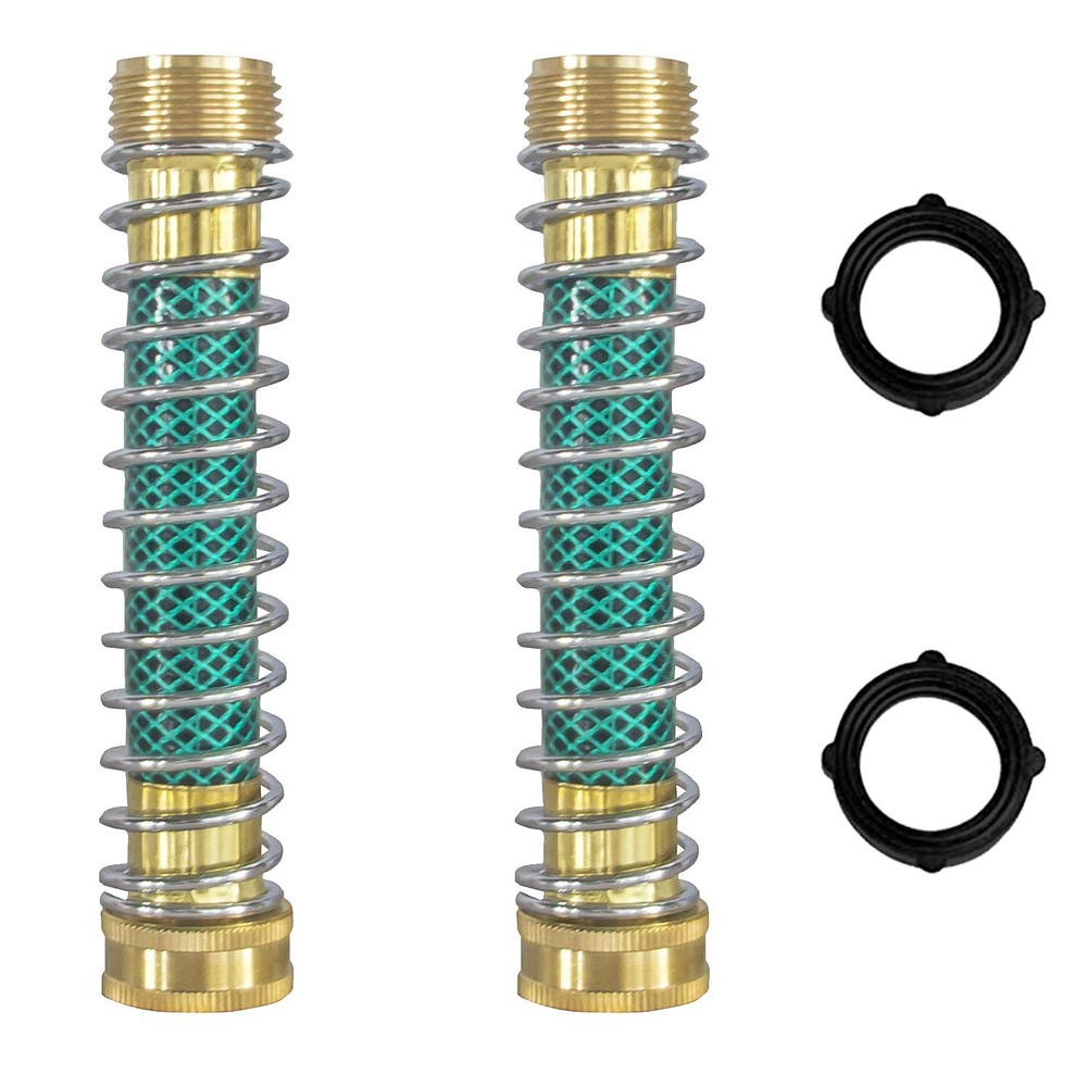 Hourleey Garden Hose Protector, Extension Adapter with Coil 2 Pack, Gold