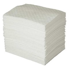 Brady Spc100 Sorbent Pad, 35 Gal, 15 In X 19 In, Oil, White, 100 Pk