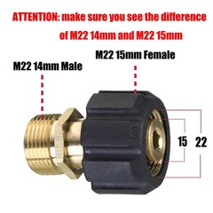 M MINGLE Pressure Washer 2# M22 15mm Female to 14mm Male, Copper Yellow