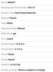Qty-10 Deluxe Plastic IMPACT Dispensing Pump For 1 Gallon Liquid 39FD17 901-91