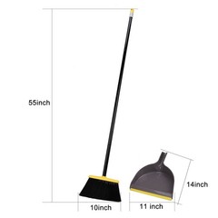 Broom and Dustpan Set,IndoorBroom with Dust pan Combo Set Yellow Angle
