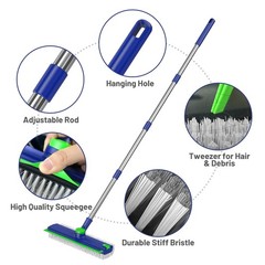 EHADOO Floor Scrub Brush with Long Handle: 3 in Blue Brush,