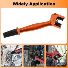 4Pcs Bicycle Chain Cleaning Tool Set Bike Clean Brush Kit, Orange Black