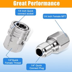 1/4Inch Pressure Washer Quick Connect Fittings,Stainless Steel 8 Pack
