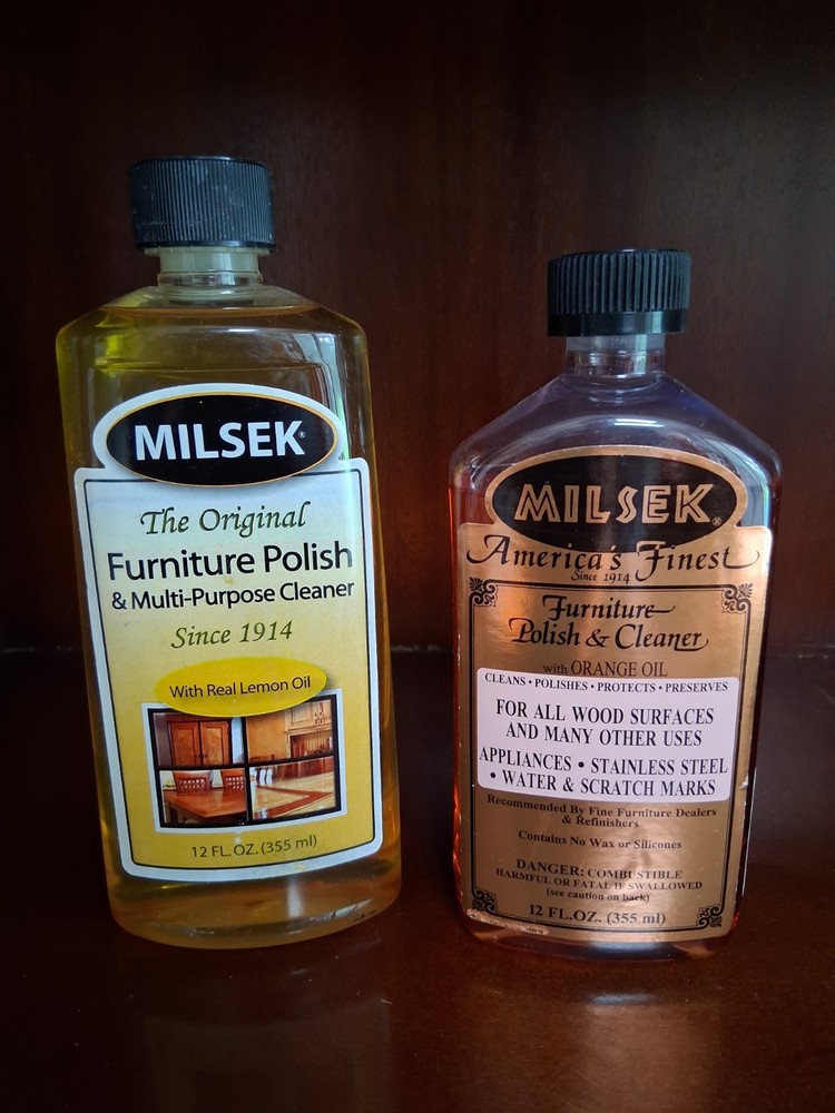 Milsek Furniture Polish and Cleaner with Lemon & Orange Oil Two 12 Oz Bottles
