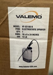 Valemo VF-ES100-B Cordless Electrostatic Backpack Sprayer NEW IN BOX! SHIPS FREE