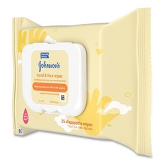 Johnson & Johnson Wipes, 1-Ply, Nonwoven Fiber, 7.3×7.5, Unscented, 25 Wipes/PK