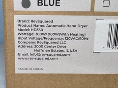 RevSquared Automatic Hand Dryer HD350 300W/900W (Heating) 120VAC/60Hz
