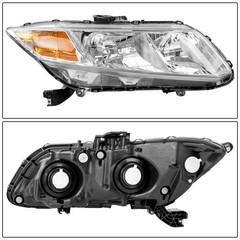 Halogen Headlight Chrome Housing LH RH 2012-2015 Honda Civic 33150TR0A01