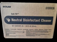 Ecolab® 61008360 Quik Fill Neutral Disinfectant Industrial Cleaner 50/1 oz Packs