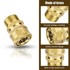 NQEUEPN 4pcs M22-14mm to 1/4in Pressure Washer Adapter Set, Power M, gold