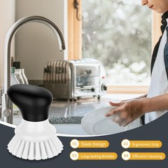 MR.SIGA Dish Scrub Brush, Palm Brush Scrubber with Ergonomic Grip, White