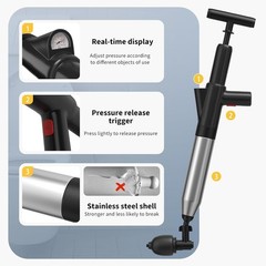 Toilet Plunger, High-Pressure Toilet Snake, Clog Remover, Heavy-Duty Air Drai…