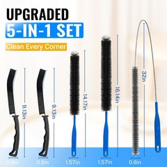 5 Pack Dryer Vent Cleaner Kit, Extra Long Flexible Brushes for Lint, Black
