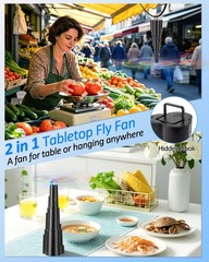 AMFLOWER Fly Fans for Tables, USB Powered Rechargeable Food Medium, Black