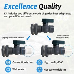 Rain Barrel Spigot Kit with PVC Bulkhead Fitting Adapter, 3/4″ 3/4 inch, Gray