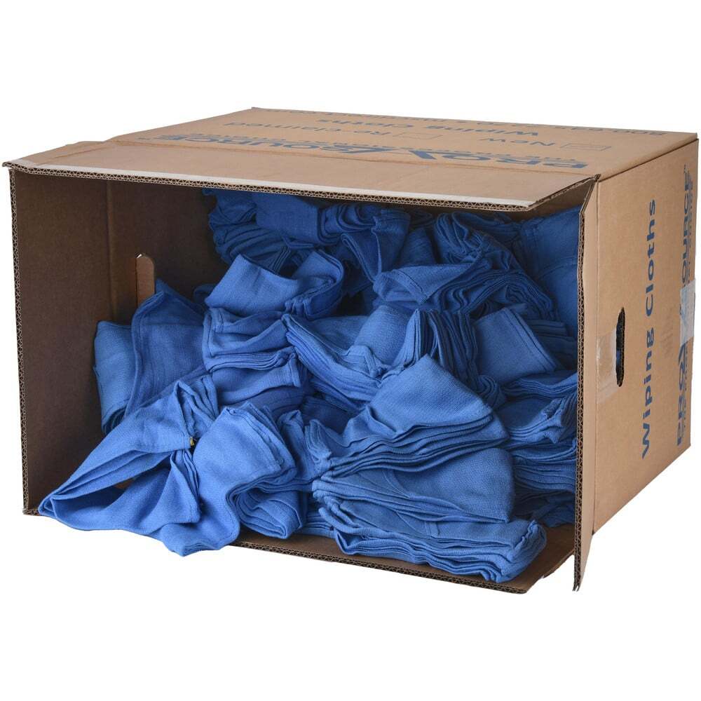 25 Lb Box PRO SOURCE Virgin Blue Lint-Free Cotton Huck Towels: 16″ x 25″
