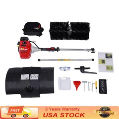 52CC Gas Powered Brush Broom Sweeper Handheld Driveway Cleaning Turf Lawn Grass~