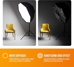 Photo Studio 80Cm 31.5In Portable Octagon Umbrella Softbox,190Cm Light Stand wit