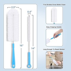 16″ Bottle Brush Cleaner for Water – Long Handle 2 Piece Set, Blue