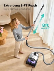 Aspiron Canister Vacuum1700W/45Kpa Bagged Vacuum Cleaner5L Large Capacityauto