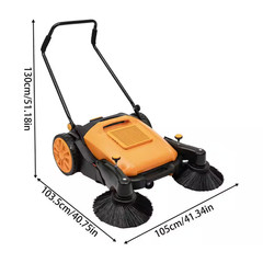 41 In. Outdoor Hand Push Floor Sweeper Pavement Street Sweeping Cleaning Tool