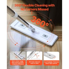 Uimoso Mop and Bucket with Wringer Set 3 Mop Pads Flat Squeeze Bucket Set