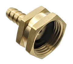 GRIDTECH Brass Garden Hose Adapter 3/8″ Barb x 3/4″ GHT Female, Gold
