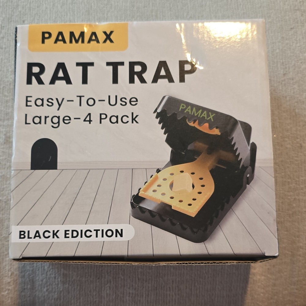 PAMAX Black Edition Snap Trap Large 4 Pack for Rats & Mice (No Box)
