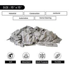 Recycled Gray Knit T-Shirt Rags for Wiping 1 lb Bag Multipurpose Cleaning Cloths