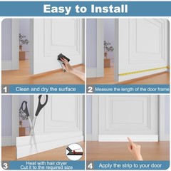 Beoguy Door Draft Stopper, Sweep for Bottom of Door, Under 39IN, White