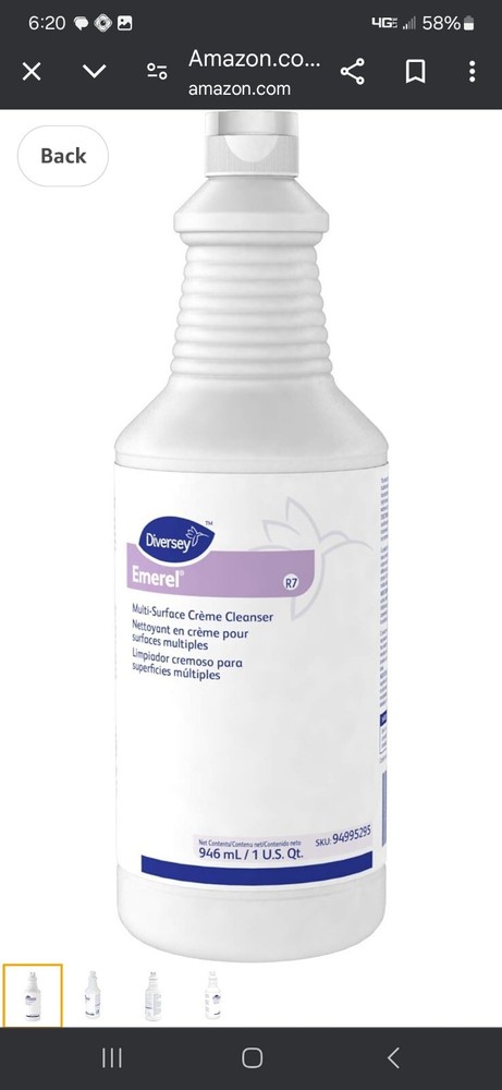 Diversey 94995295 32 oz Emerel Multi-surface Creme Cleanse 32 0z Bottle.