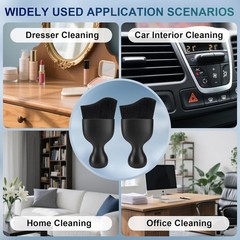 2-Piece Car Interior Detailing Brush Set with Soft Bristles for D Color: Black