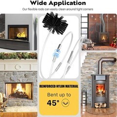 30 Feet Chimney Brush Cleaning Kit 4″ Head 23 Flexible 30 Feet, Black