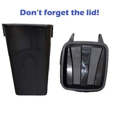 new.Tough 45 Gallon Wheeled Heavy Duty Plastic Garbage Can, Attached Lid, Black