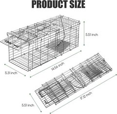 2PCS Collapsible Metal Rat Cage for Home Shop Garage Farm Office Pest Trap
