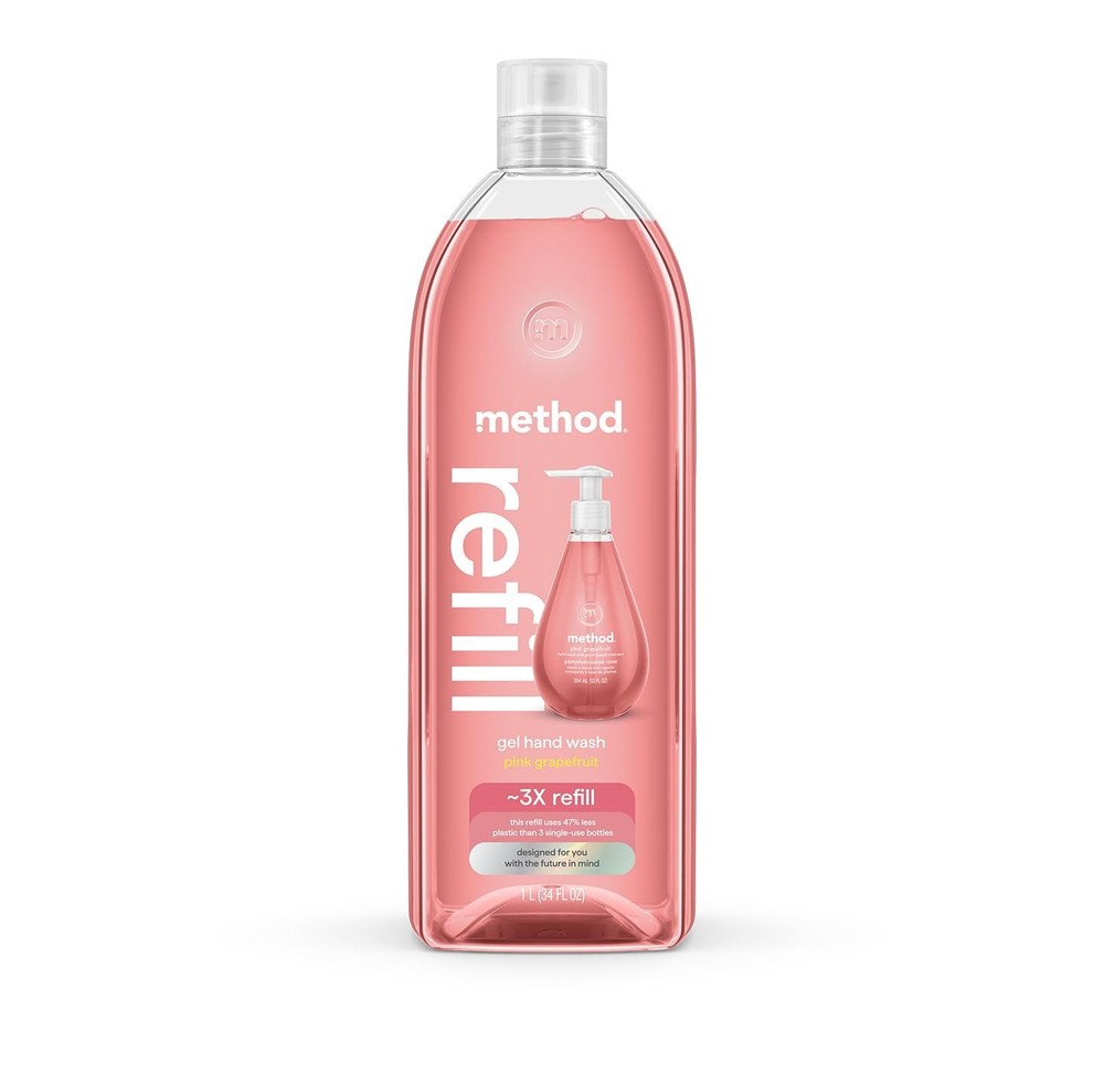 Method Gel Hand Soap, Refill, Pink Grapefruit, 34 34 Fl Oz (Pack of 1),