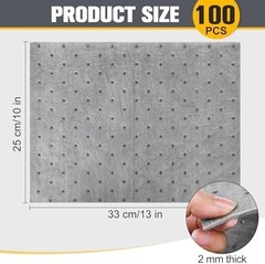 100 Pcs 10×13 Inch Oil Absorbent Pads for Automotive Workshop Spill Control