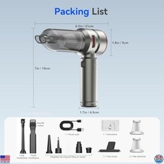 High-Power Car Vacuum Cleaner – 20000 Pa 4-in-1, 6000 mAh USB-C Rechargeable