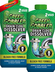 Green Gobbler Drain Clog Dissolver | Powerful Liquid Opener & 2 Pack
