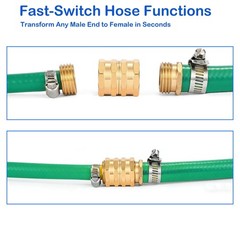 2 Pack Brass Garden Hose Adapter 3/4 Inch Heavy Duty Gold Connector Fitting Pack