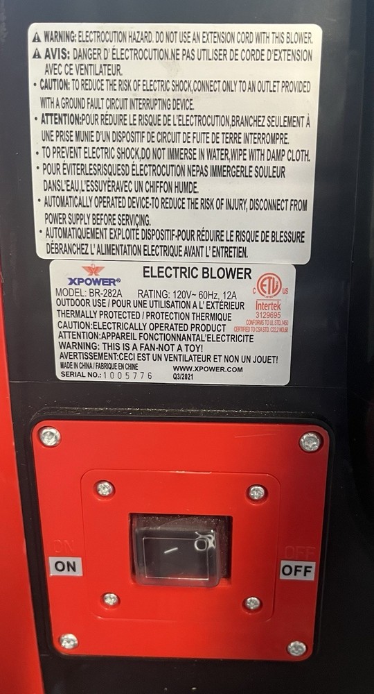 XPOWER BR-282A Electric Blower Industrial Air Mover 120V Black/Red