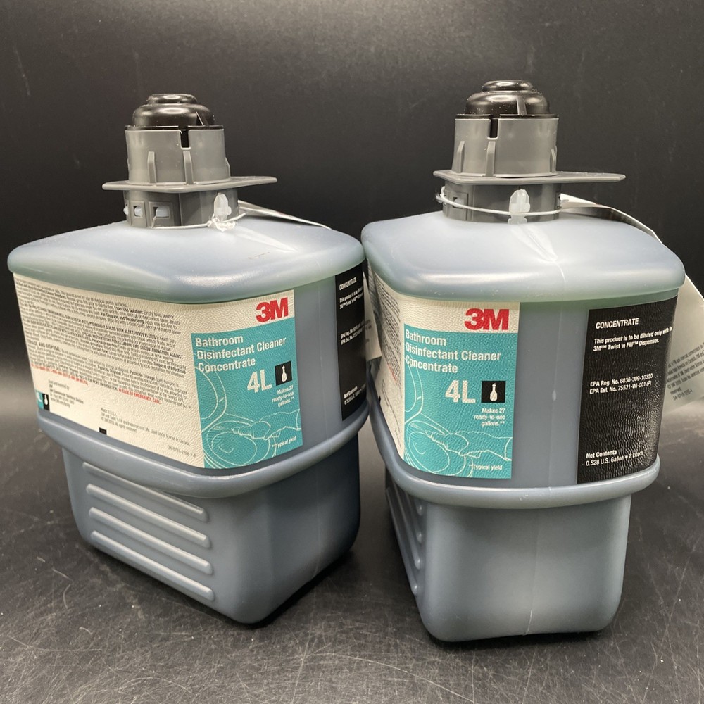 Lot of 2 3M™ Bathroom Disinfectant Cleaner Concentrate 4L Gray Cap 2 Liter