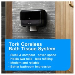 Tork 473208 Coreless High Capacity Bath Tissue Dispenser – Black New